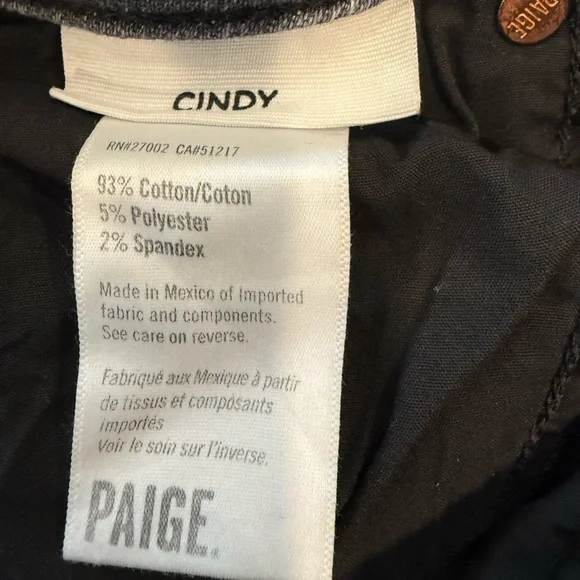 PAIGE Cindy High Rise Straight Leg Raw Hem Jeans Ash Black Gray 28 - Picture 8 of 12
